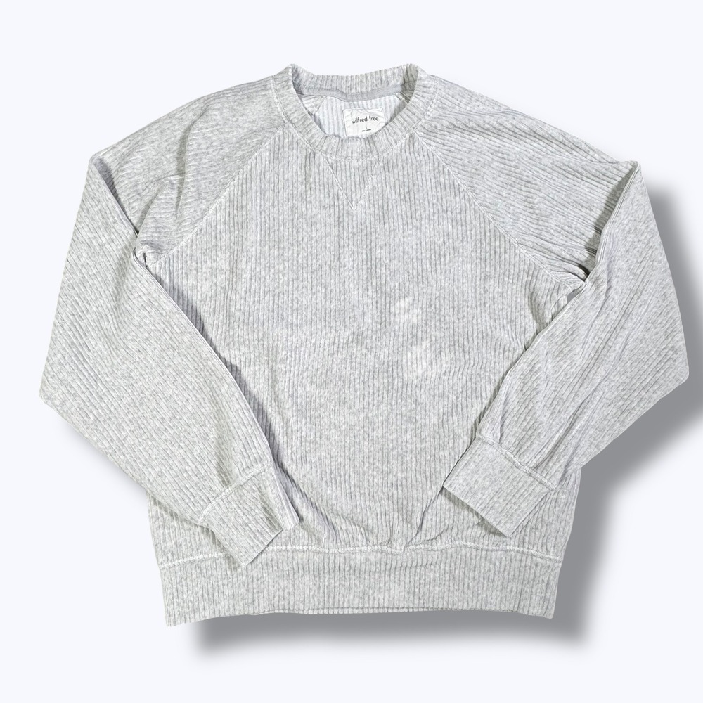 Wilfred Free Aritzia Sweatshirt Sz S Gray Ribbed Crewneck‎ Soft Cozy Minimalist